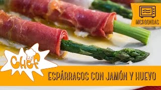 ESPÁRRAGOS CON JAMÓN Y HUEVO AL MICROONDAS  Recetas de Microondas [upl. by Oilejor890]