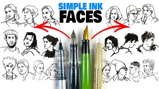 BEST PEN for sketching simple FACES IN ONLY 4 LINES [upl. by Knepper]