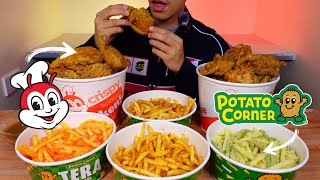 POTATO CORNER FRIES JOLLIBEE FRIED CHICKEN MUKBANG ASMR PHILIPPINES No Talking [upl. by Vander]