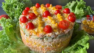 Салат с крабовыми палочками  🥗 Салаты на Праздничный Стол  🎉 [upl. by Eesdnil]