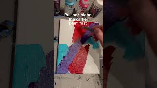 Blending acrylic paint directly on the canvas Background mixing texture brushart artclass [upl. by Gristede983]