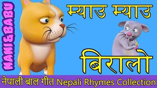 Meow Meow Biralo  Myau Myau Biralo  Nepali Rhymes Collection  लोक प्रिय नेपाली बाल गीत [upl. by Atinad]