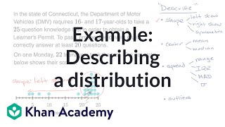 Example Describing a distribution  AP Statistics  Khan Academy [upl. by Lexy797]