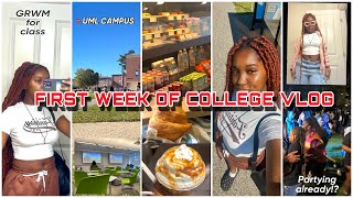 FIRST WEEK OF COLLEGE VLOG Grwm for classes  Partying already  📍Umass Lowell North Campus [upl. by Norword]