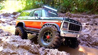 MUD Water BiG TIRES amp quotWheel Thoughtsquot Bronco Trail Trucking at my Private Creek  RC ADVENTURES [upl. by Nyla309]