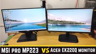 MSI PRO MP223 vs Acer EK220Q 215  Detail comparison  2145 Inch Full HD LED Monitor [upl. by Joanna923]