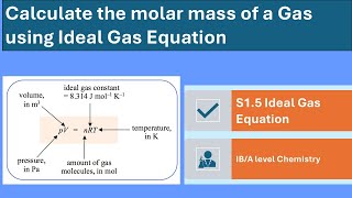 Find the molar mass of a gas using Ideal Gas Equation [upl. by Ramo]