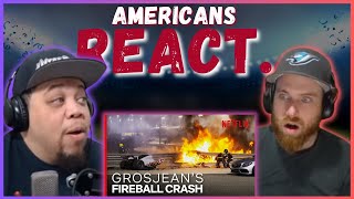 AMERICAN REACTS TO GROSJEANS INSANE FIREBALL CRASH EMOTIONAL  REAL FANS SPORTS [upl. by Cinemod]