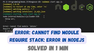 Error Cannot find module  nodejs error solved [upl. by Yssirhc811]