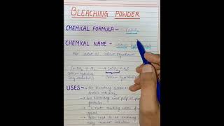 Bleaching Powder Chemical name and formula Uses of bleaching powder ChemistryClass 10 [upl. by Muslim]