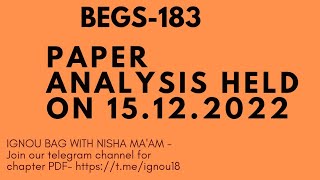 BEGS183  Paper analysis held on 15122022  ignou ignoubagwithnisha [upl. by Assirialc]