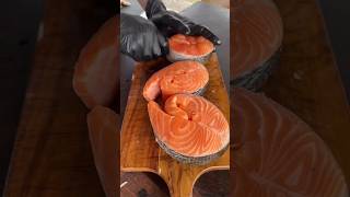 Salmon steak and cooking in nature [upl. by Elbam]