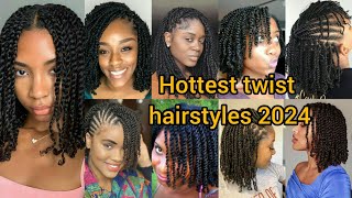 Hottest mini twist braids hairstyles Twist hairstyles for black women  Mini twists 2024 [upl. by Jarlath]