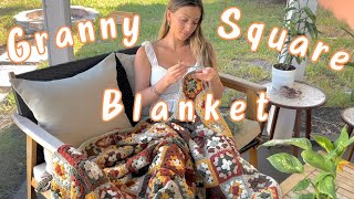 Crocheting a Granny Square Blanket [upl. by Nyrehtak2]