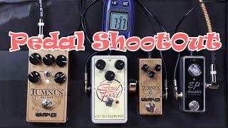 PEDAL SHOOTOUT Original Wampler Tumnus vs Tumnus deluxe vs Soul Food vs EP Booster [upl. by Rasure]