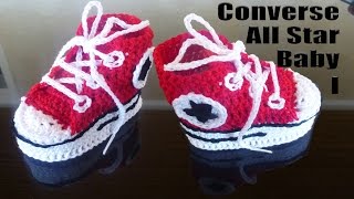 Babyschuhe Converse All Star Baby Sneakers für Neugeborenen häkeln Teil I  Sohle [upl. by Farika]