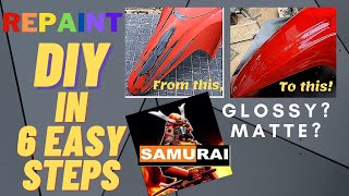 Paano mag repaint ng fairings ng motor  Budget Friendly Repaint Tutorial using Samurai Paint [upl. by Orlina679]