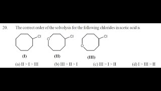 Q7 ‖ Solvolysis Reaction ‖ Rate of Solvolysis of Chlorides in Acetic acid [upl. by Westhead]