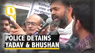 Swaraj Abhiyan Police Detains Yogendra Yadav Prashant Bhushan [upl. by Yro137]