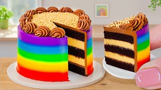 Miniature German Chocolate Cake Recipe with Rainbow Decorating  Homemade Cake Decorating Tutorial [upl. by Wanda]