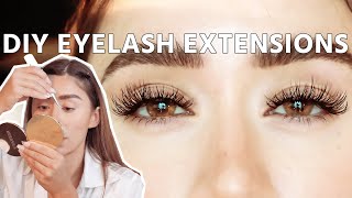 DIY EYELASH EXTENSIONS  safe to do at home [upl. by Haimarej759]