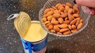 Beat Condensed Milk with Almonds Youll be Amazed Dessert in a Minute No Baking [upl. by Enyawd]