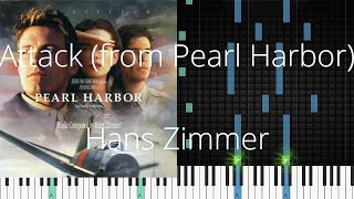 🎹 Attack from Pearl Harbor Hans Zimmer Synthesia Piano Tutorial [upl. by Gil613]