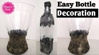 DIY Bottle Art  Glass Bottle Decoration Ideas Bottle craft  Clay Bottle Art [upl. by Nowujalo]