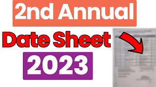 12th Class Date Sheet 2023 2nd Annual  2nd Annual Exam 2023 2nd Year Date Sheet [upl. by Burrus]