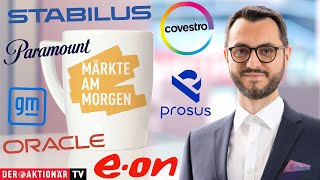 Märkte am Morgen Covestro Stabilus Eon Oracle General Motors Paramount Global Prosus [upl. by Bluhm]