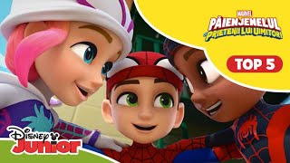 😁 Top 5 momente în echipă  Păienjenelul Marvel și prietenii lui uimitori  Disney Junior România [upl. by Htennek]