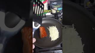 Vegan cheese vs real mozzarella cheese melt and scrapability tests shorts [upl. by Roosevelt]