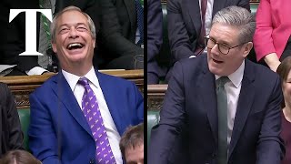 Starmer jokes about Farages rare appearance in UK during PMQs [upl. by Ealasaid]