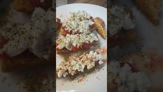 Tomato feta oregano olive oilDakos saladAmazing Greek dishtomatofetaeasyrecipes [upl. by Hgielrebmik799]