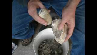 Knapping a biface using a moose antler billet [upl. by Cherice]