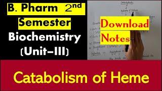 63 Part 17 catabolism of heme Amino acid metabolism B Pharm 2 Sem Biochemistry  Bhushan Science [upl. by Adnohser]