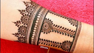 Very beautiful stylish front hand mehandi ka design  Easy mehendi design  Simple wedding mehndi [upl. by Llatsyrk]