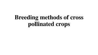 Breeding cross pollinated species Recurrent selection Composite and synthetic cultivar development [upl. by Adnuhs]