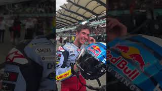 Il team Gresini festeggia Alex Marquez dopo la vittoria in Malesia nella Sprint [upl. by Cinom]