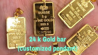 24k Gold bar  customized pendant  goldbar 24k customized pendant 5grams 25grams [upl. by Dyal]