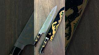 Takeshi Saji MakieArt Aogami Colored Damascus Gyuto with Urushi FUJI on WAVE NAMI FUJI [upl. by Portugal454]