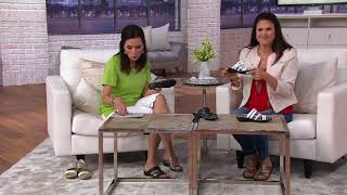 Clarks Leather Adjustable Slide Sandals  Sonar Pilot on QVC [upl. by Eidnyl613]