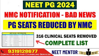 NEET PG 2024 ll MDMS Seat Reduction ll NMC Updates on Official website ll Complete PDF Available [upl. by Eiduam198]