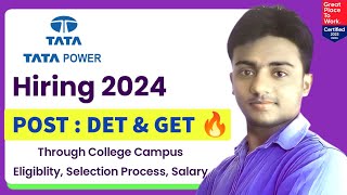 TATA POWER is Hiring Freshers 2024। Post DET  GET। CTC  59 LPA। Permanent Job। Tata Power Jobs [upl. by Mendez551]