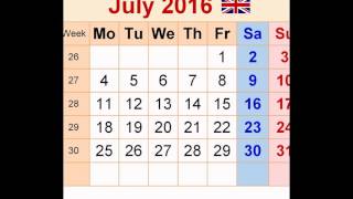 July calendar 2016 [upl. by Anid]