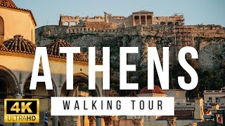 Athens Greece Walking Tour  4K  Sunny and warm winter in the Downtown [upl. by Leamiba314]