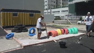 ONG cria parque infantil reutilizando pneus velhos [upl. by Gerc90]