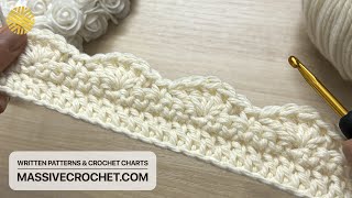 SUPER EASY Crochet Border Pattern for Beginners 🤍👌🏻 PRETTY Crochet Edging for Blanket and Jersey [upl. by Eyeleen]