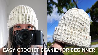 Easy Crochet Beanie for Absolute Beginners [upl. by Trudnak]