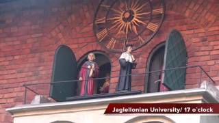 The traditional jagiellonian university clock Krakow Poland [upl. by Attikin]